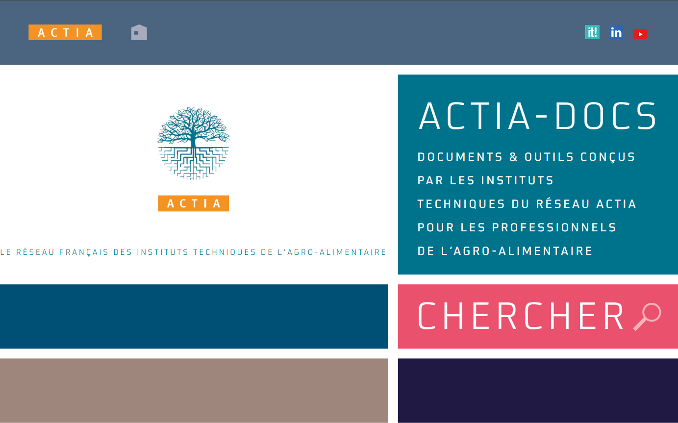 Site ACTIA-DOCS, UNE BASE DE DONNÉES SCIENTIFIQUE ET TECHNIQUE POUR LES PROFESSIONNELS DE L’AGRO-ALIMENTAIRE